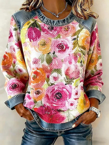 Sandrine – Sweatshirt mit Rosenstrauß