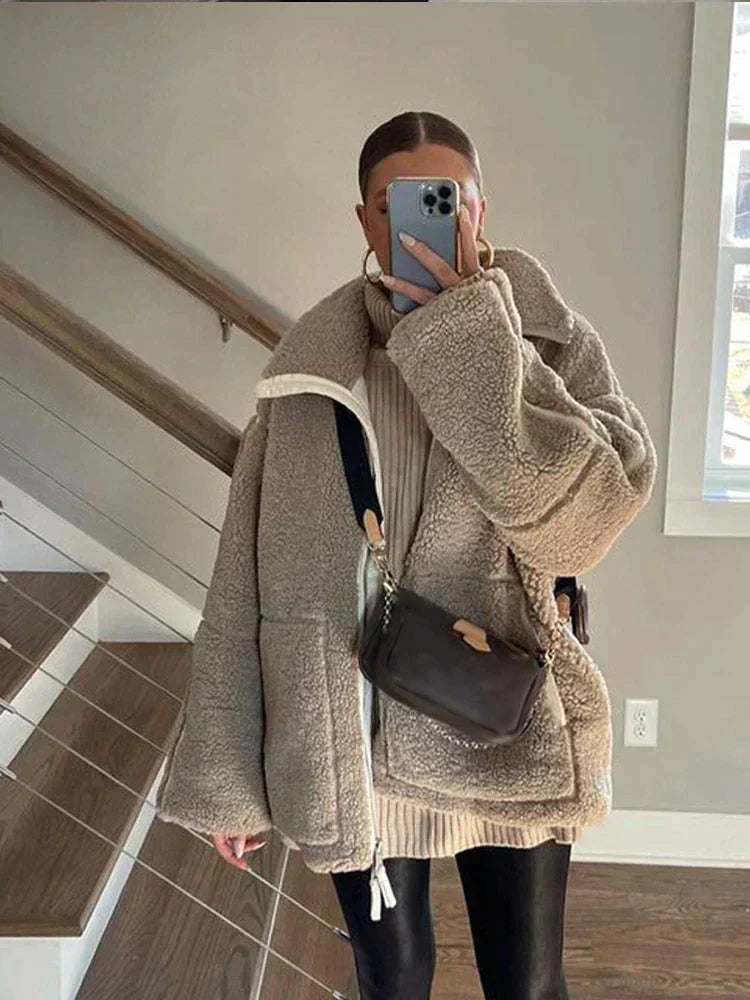 Theresa | Oversize-Teddyjacke mit Stehkragen