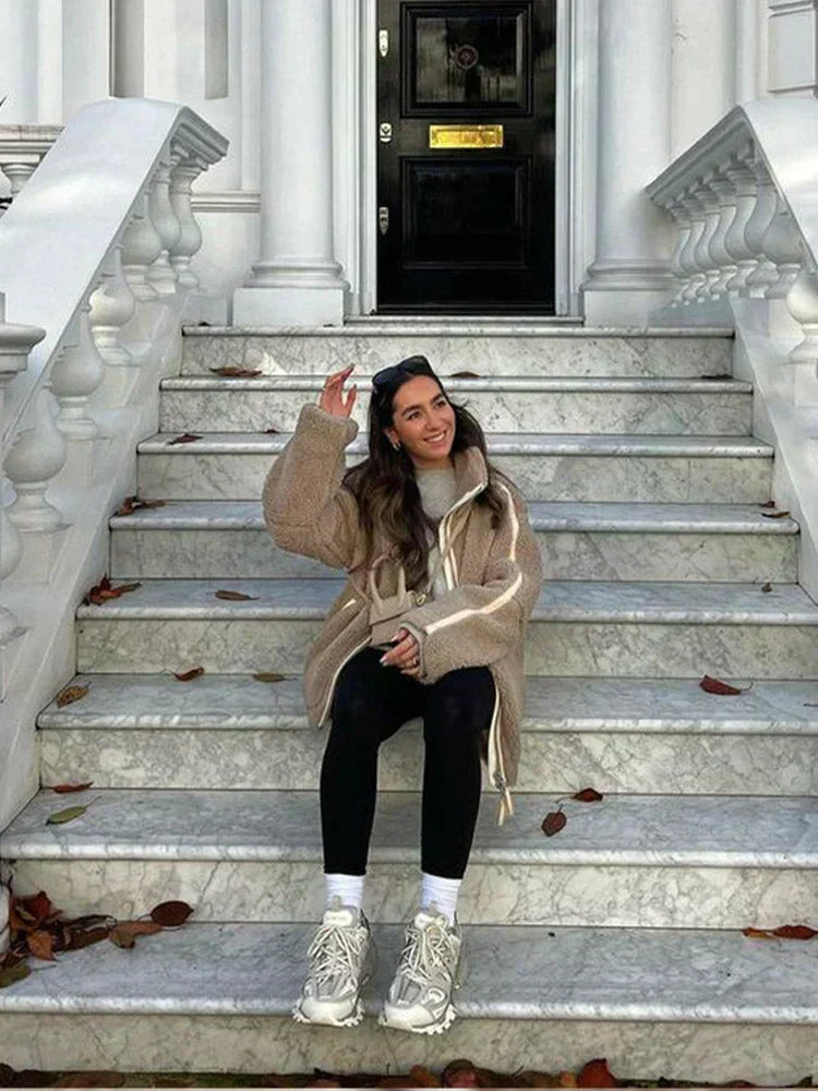Theresa | Oversize-Teddyjacke mit Stehkragen