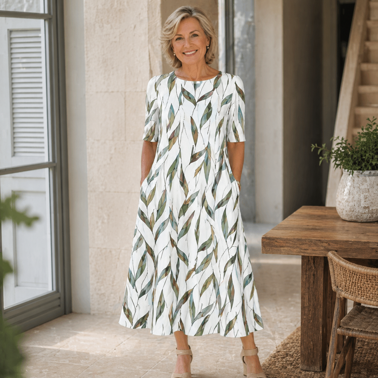 Sarah | Lässiges Midi-Kleid mit Blumenmuster