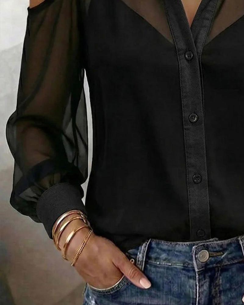 Zweiteiliges Set mit transparentem schulterfreiem Shirt und Camisole