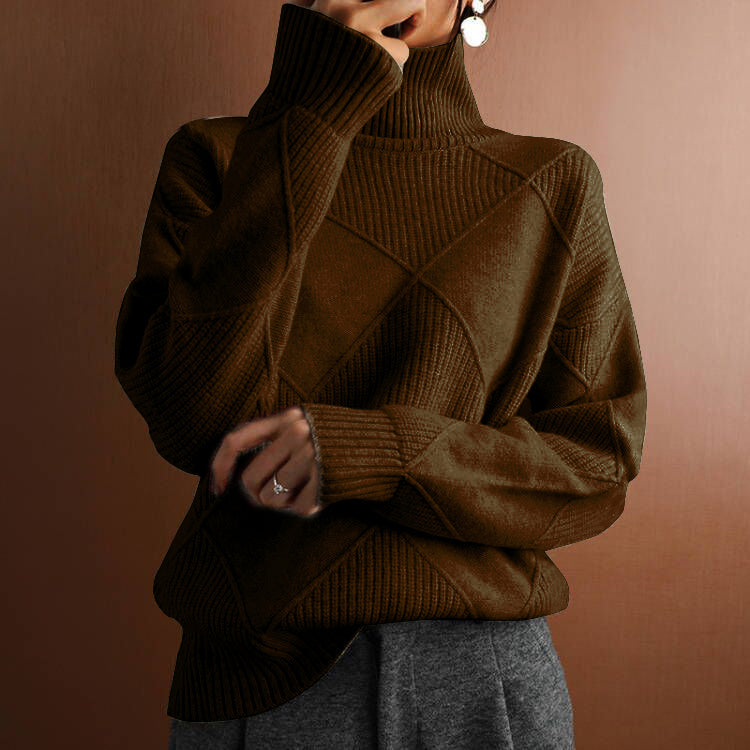 Eugénie – Lockerer Winterpullover mit Rautenmuster