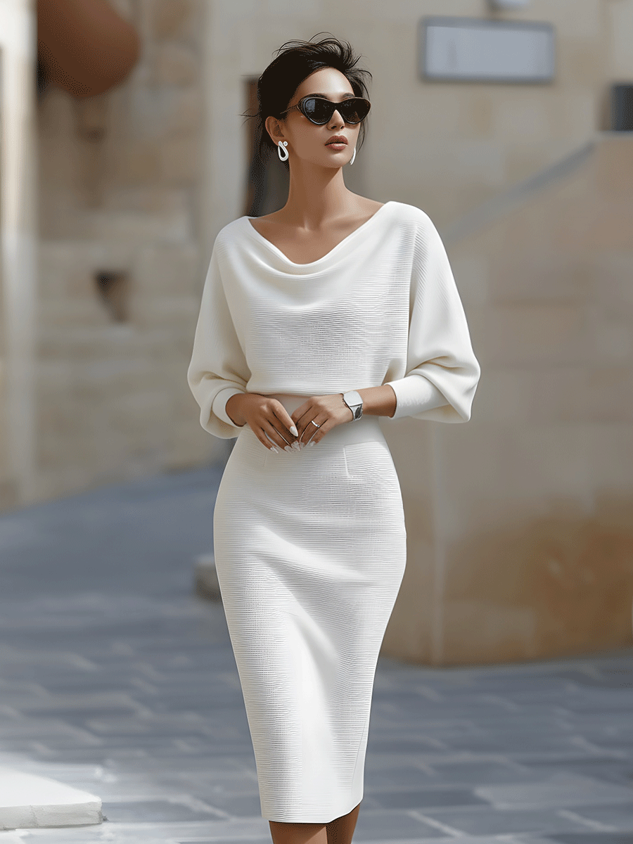 Amalia | Drapiertes Midi-Bleistiftkleid