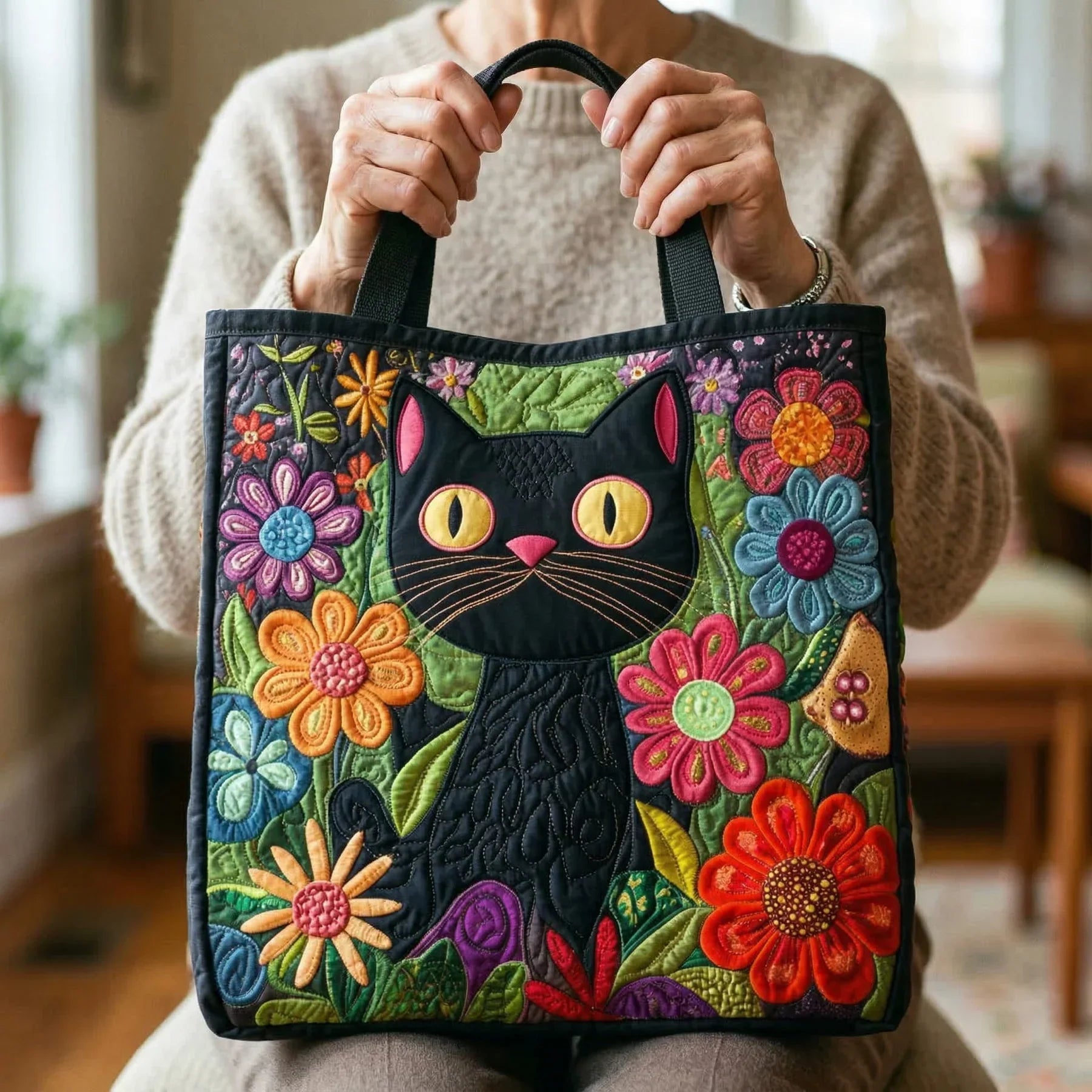 Gepolsterte Tasche - Katze Schwarz Verzaubert