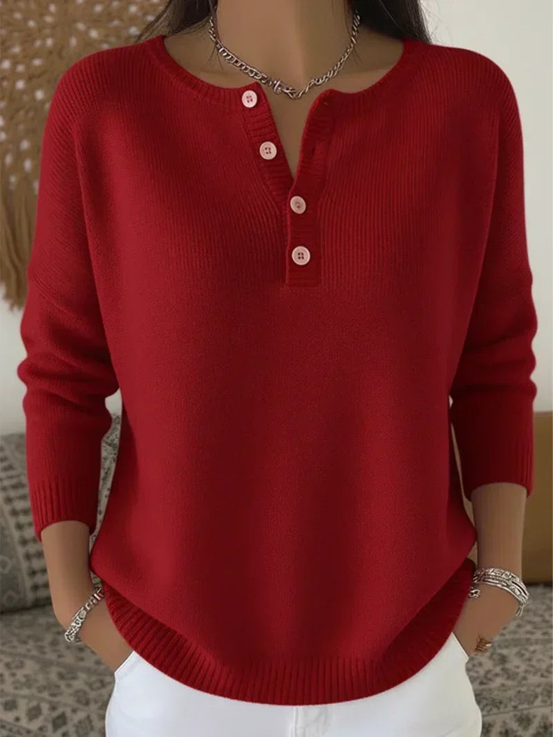 Helena | Strickpullover mit Henley-Knopfleiste