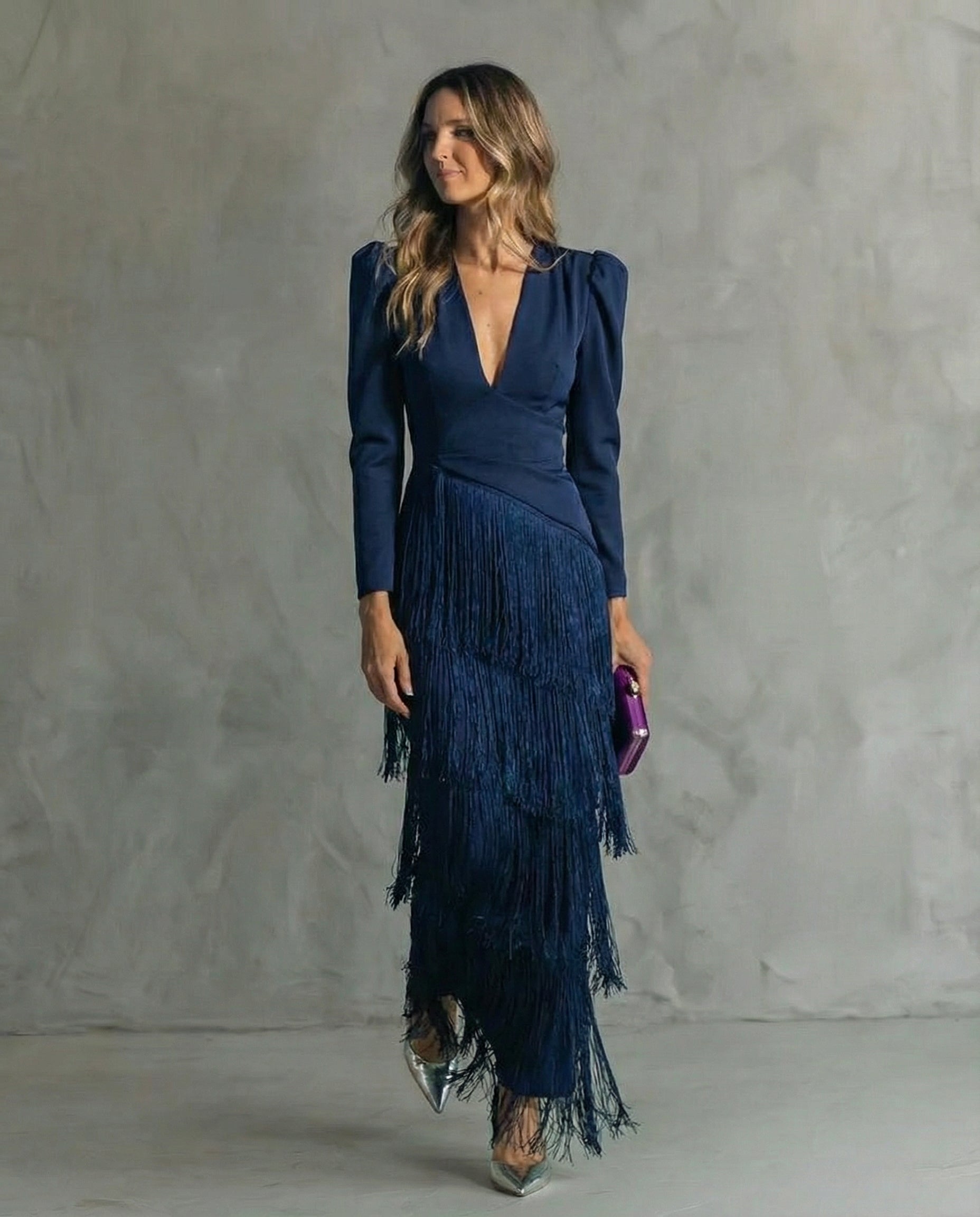 Chloe™ | Elegantes Kleid mit Fransenärmeln