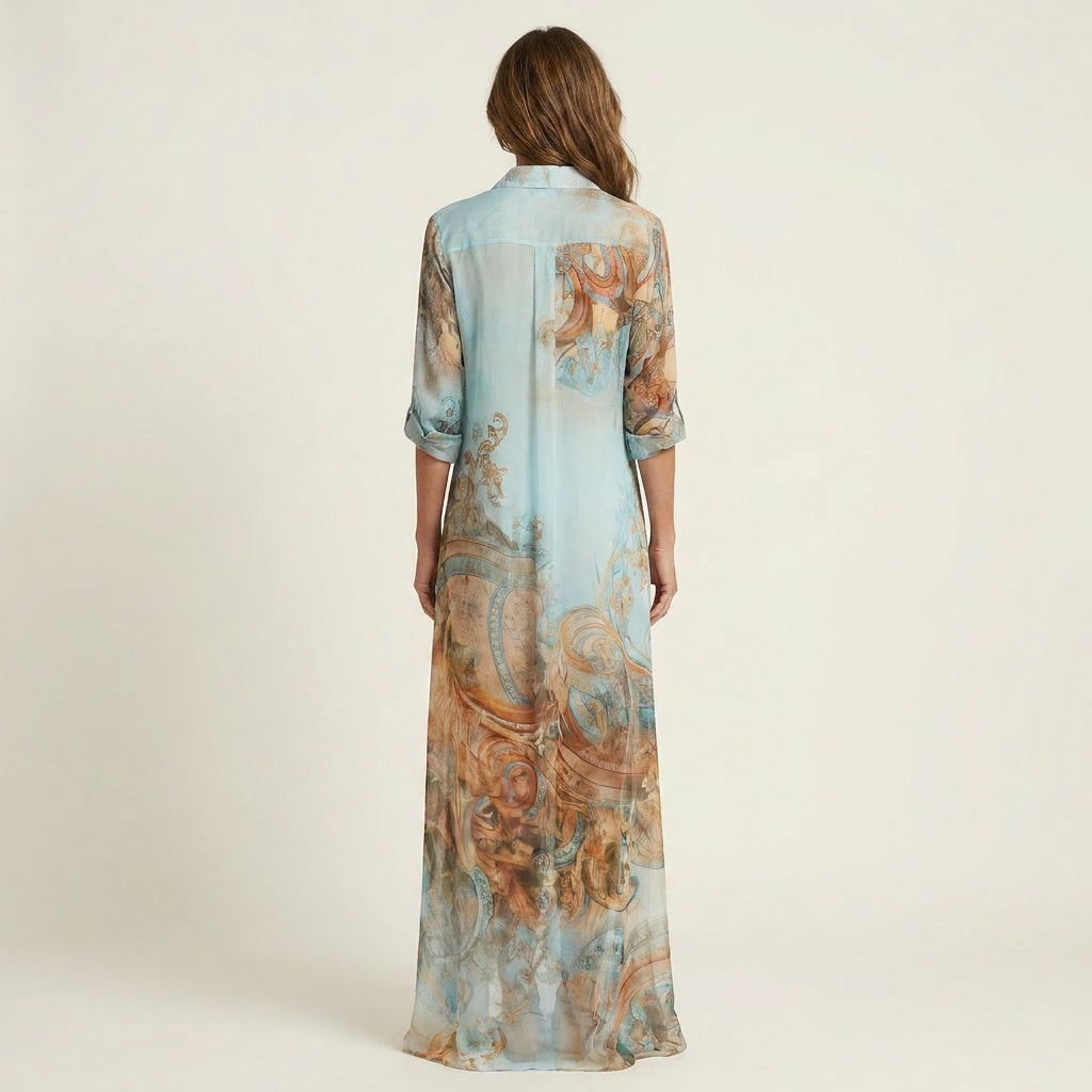 Lanie | Maxikleid aus Seide im Hemdstil