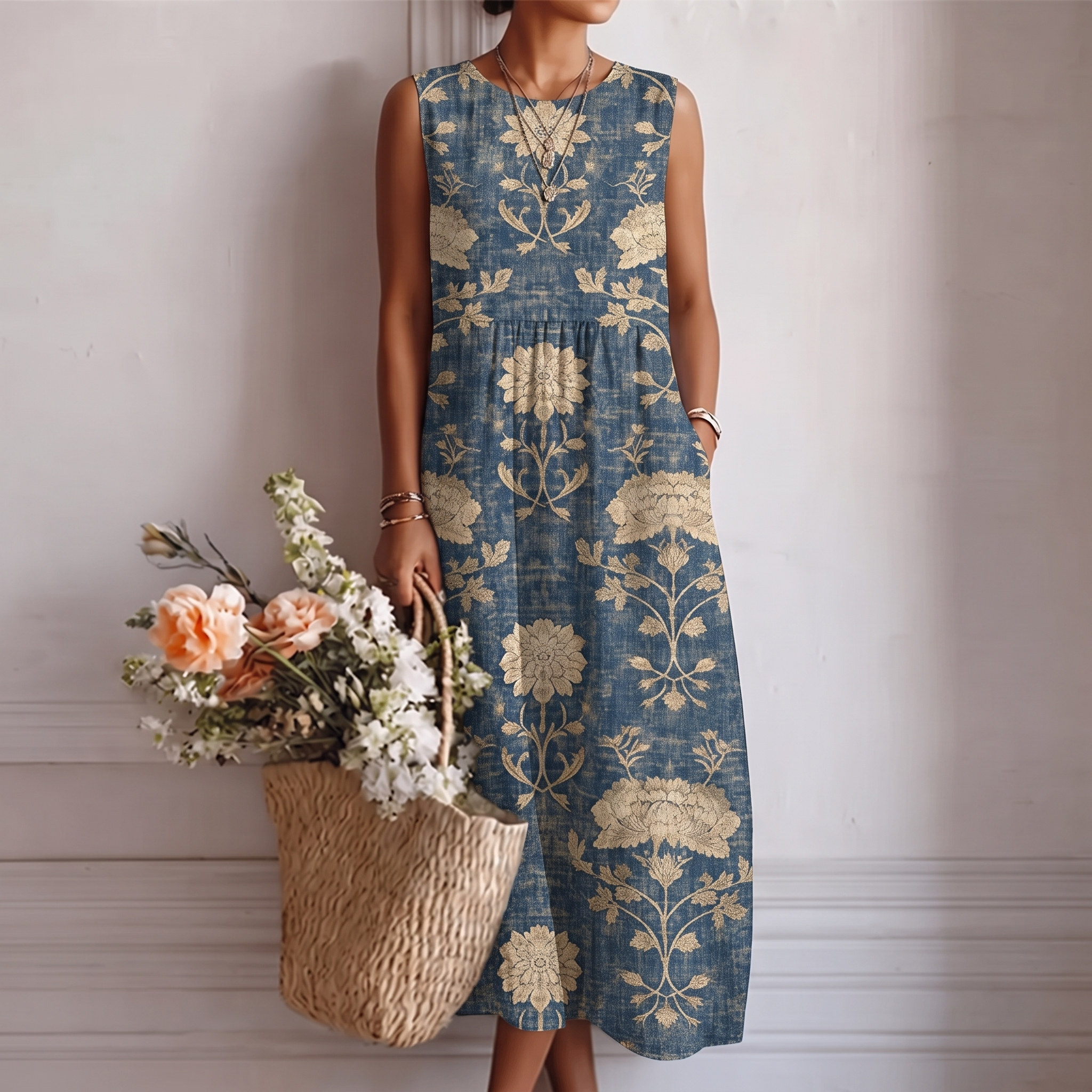 Aurora™ | Klassisches florales Midi-Kleid