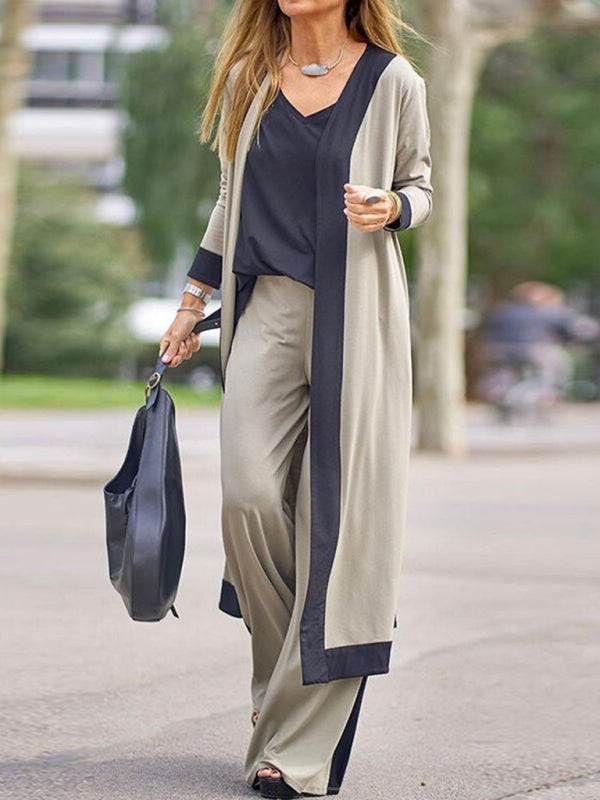 Set aus Hose und ärmelloser Strickjacke in kontrastierender Farbe