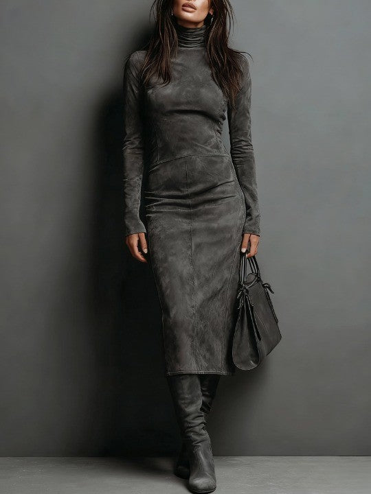 Lorène | Langes braunes Midikleid