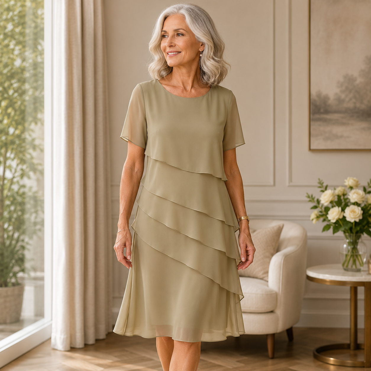 Linda | Elegantes Komfort-Rüschenkleid