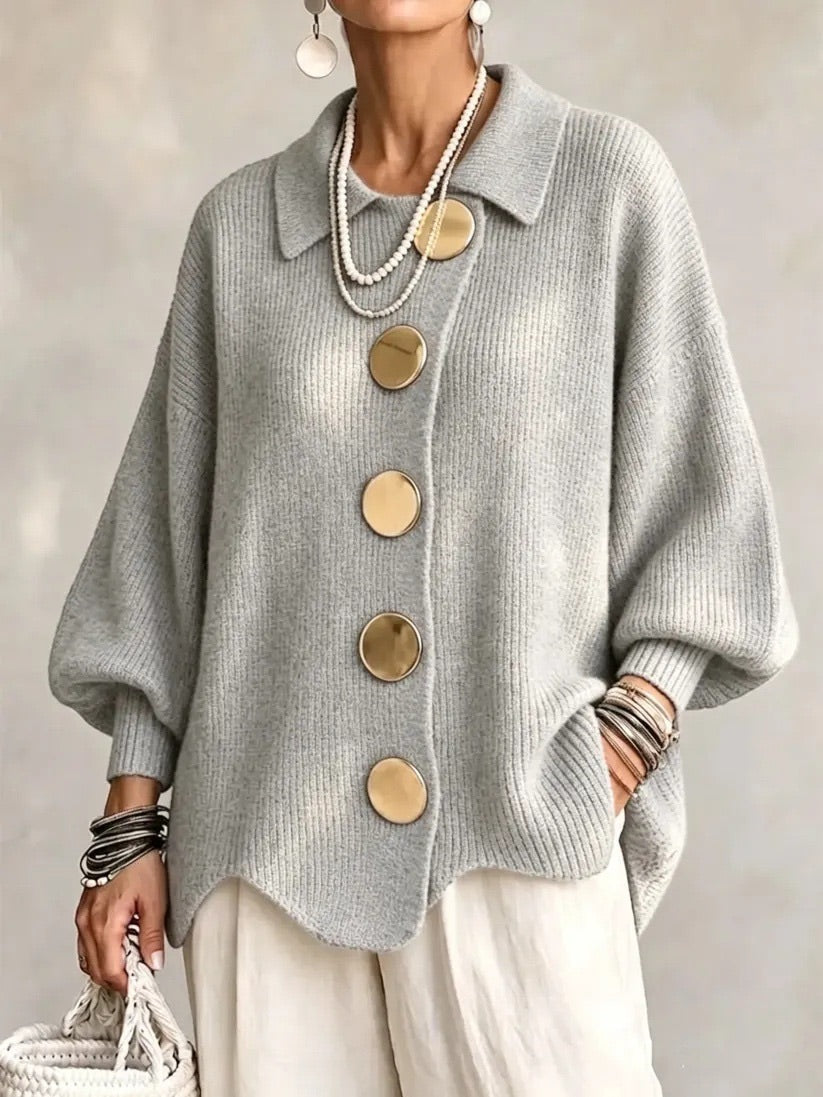 Karina | Oversize-Strickjacke mit Kragen und Knöpfen