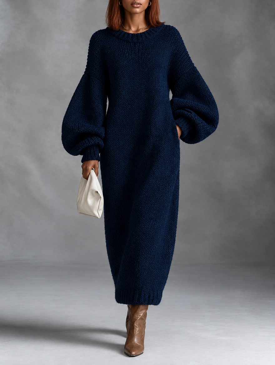 Leslie – Grob gestricktes Pulloverkleid