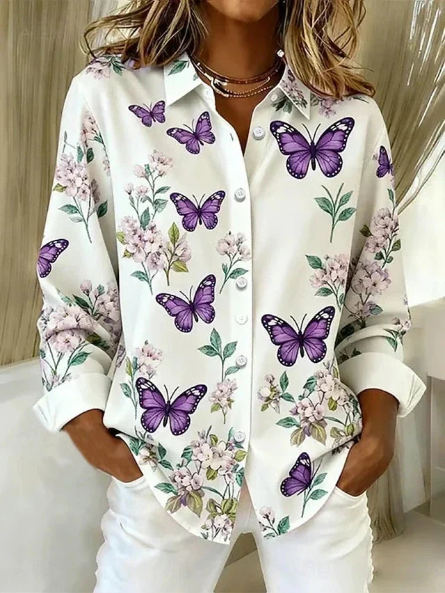 Lois | Bluse mit Schmetterlingsmuster und Knöpfen