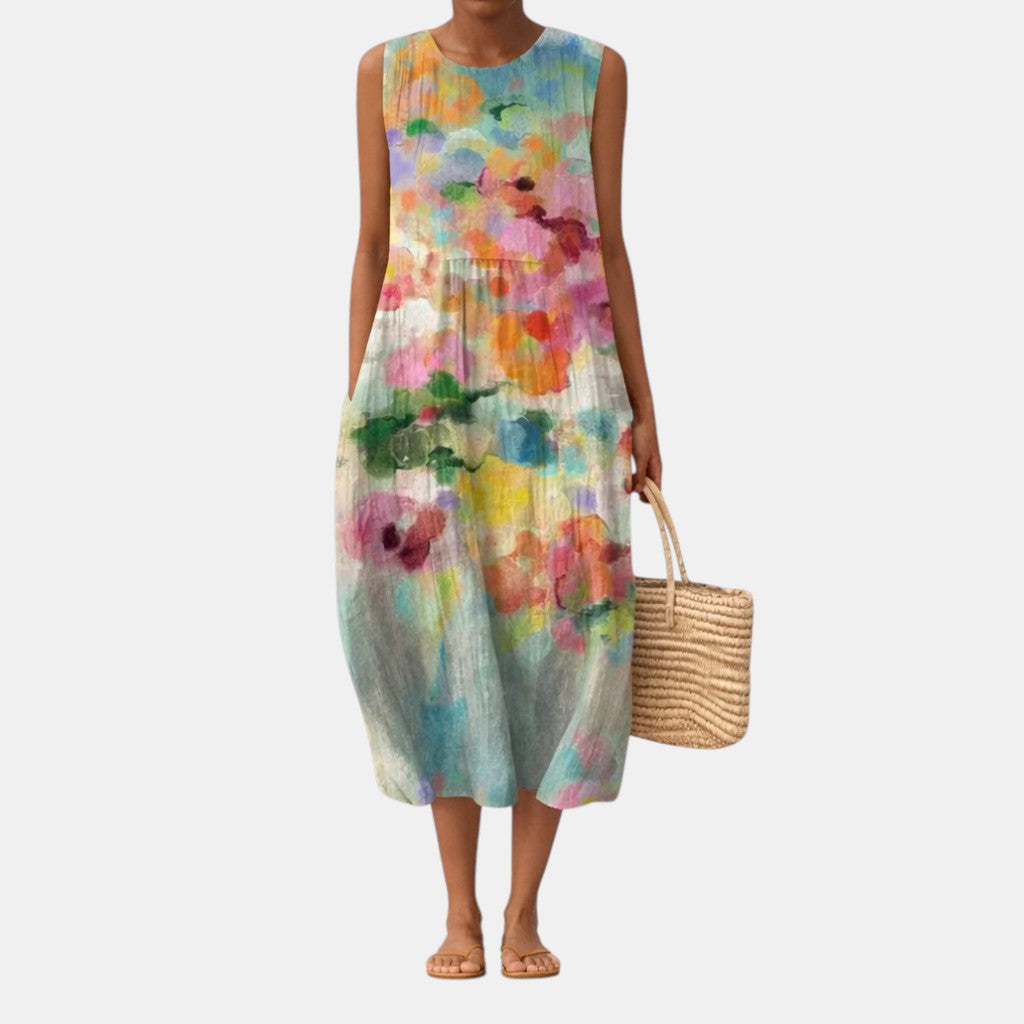 Karla™ | Elegantes, mehrfarbiges Midikleid