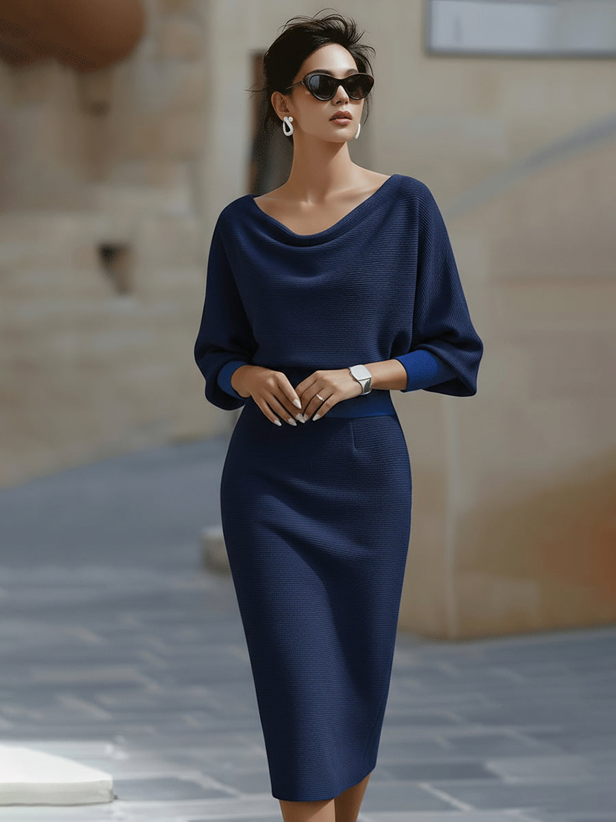 Amalia | Drapiertes Midi-Bleistiftkleid