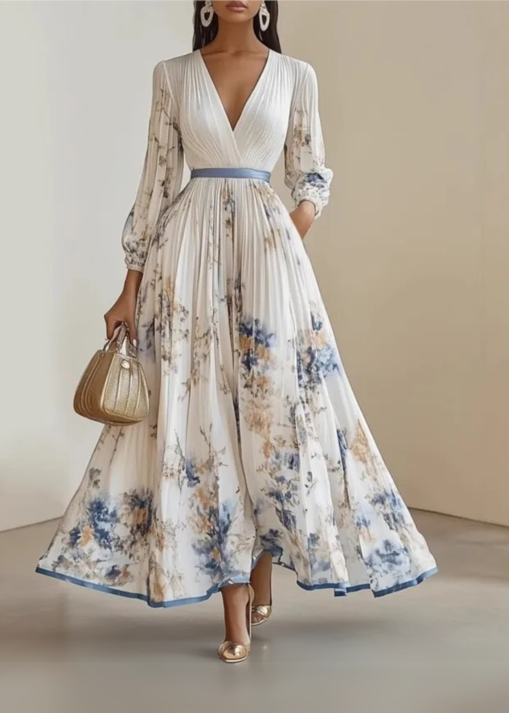 Paz™ | Florales plissiertes Maxikleid Zeitlos