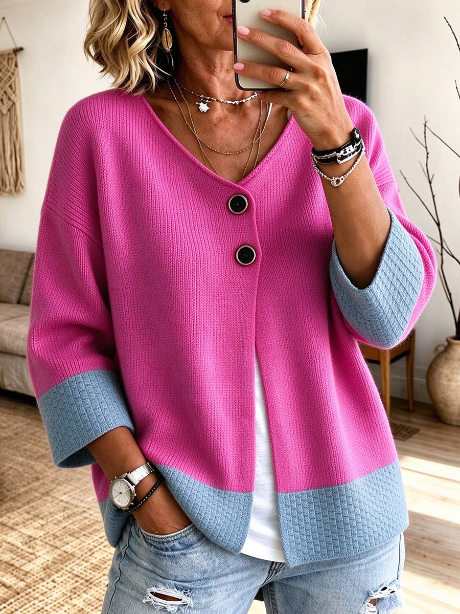 Jennifer™ | Farveblokstrikket cardigan