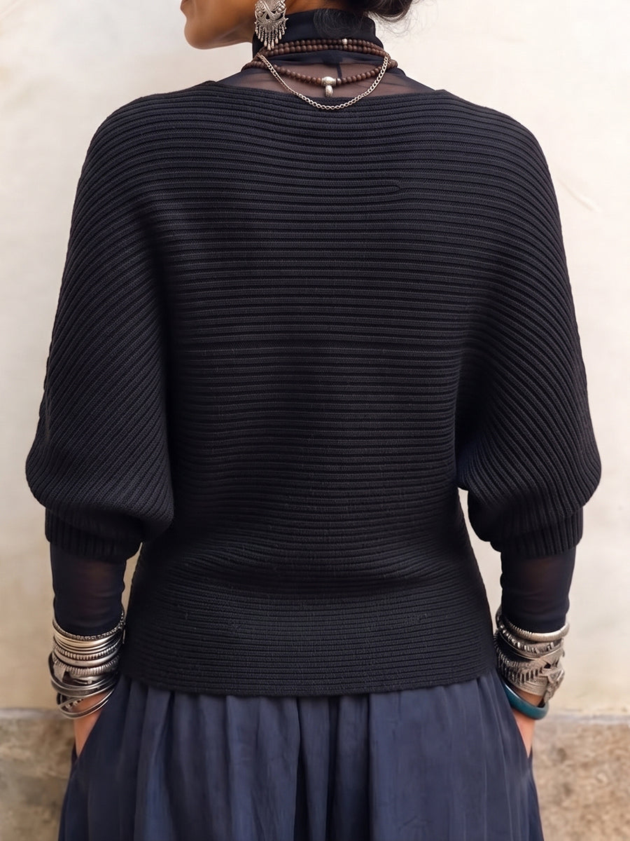 Rosalie – Rippstrickpullover mit gekreuzten Bändern