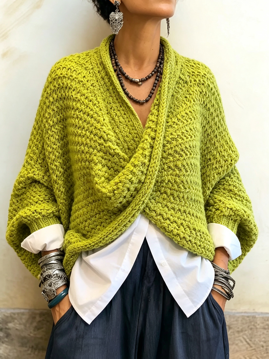 Célia – Wickelpullover mit Fledermausärmeln