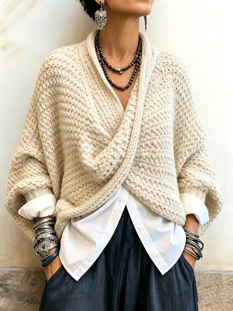 Célia – Wickelpullover mit Fledermausärmeln