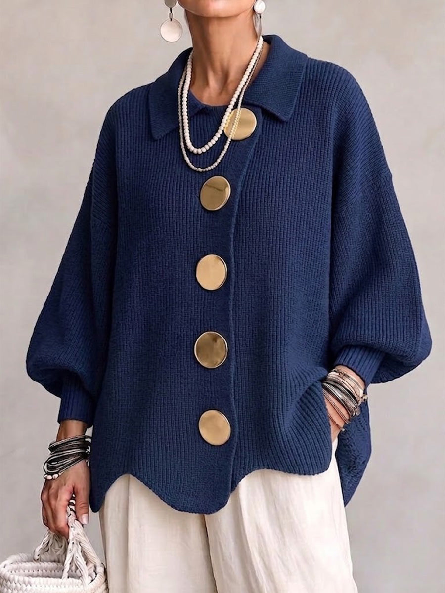 Karina | Oversize-Strickjacke mit Kragen und Knöpfen