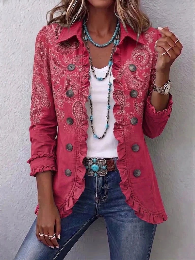 Anouk | Vintage-Rüschenjacke mit Paisley-Print