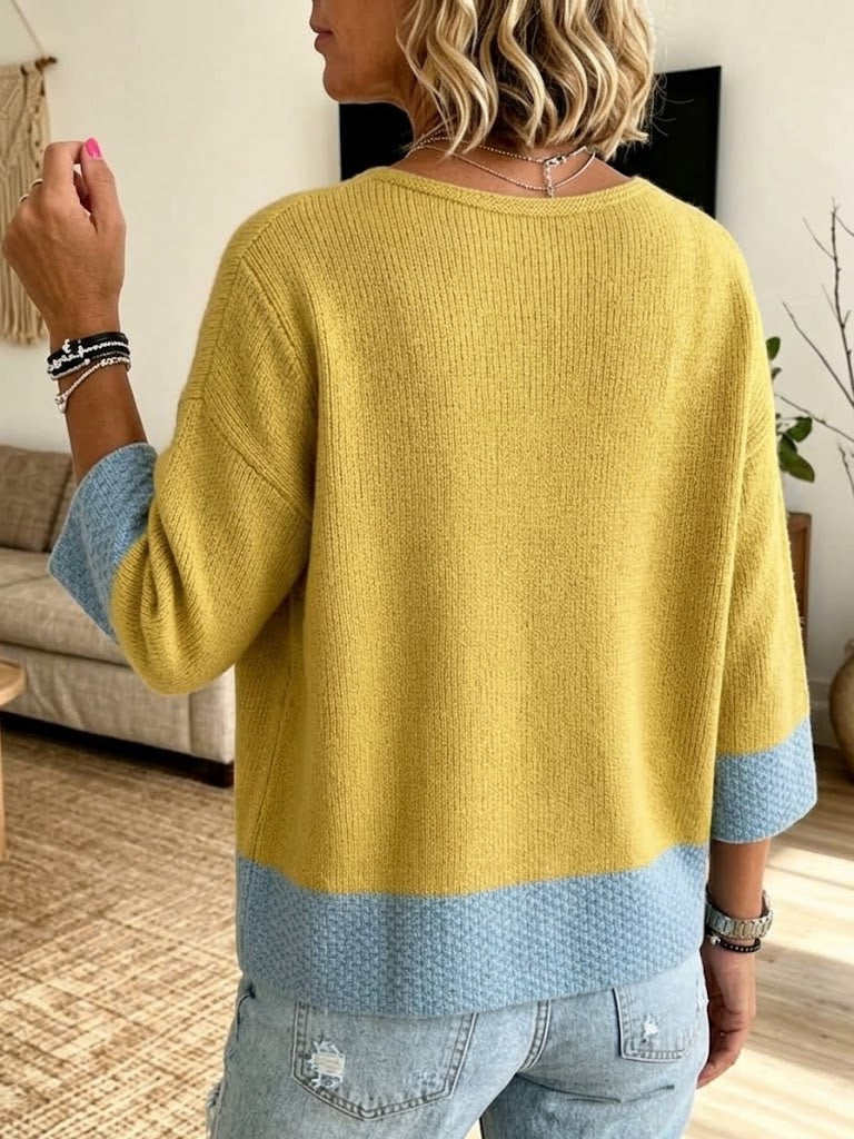 Jennifer™ | Farveblokstrikket cardigan