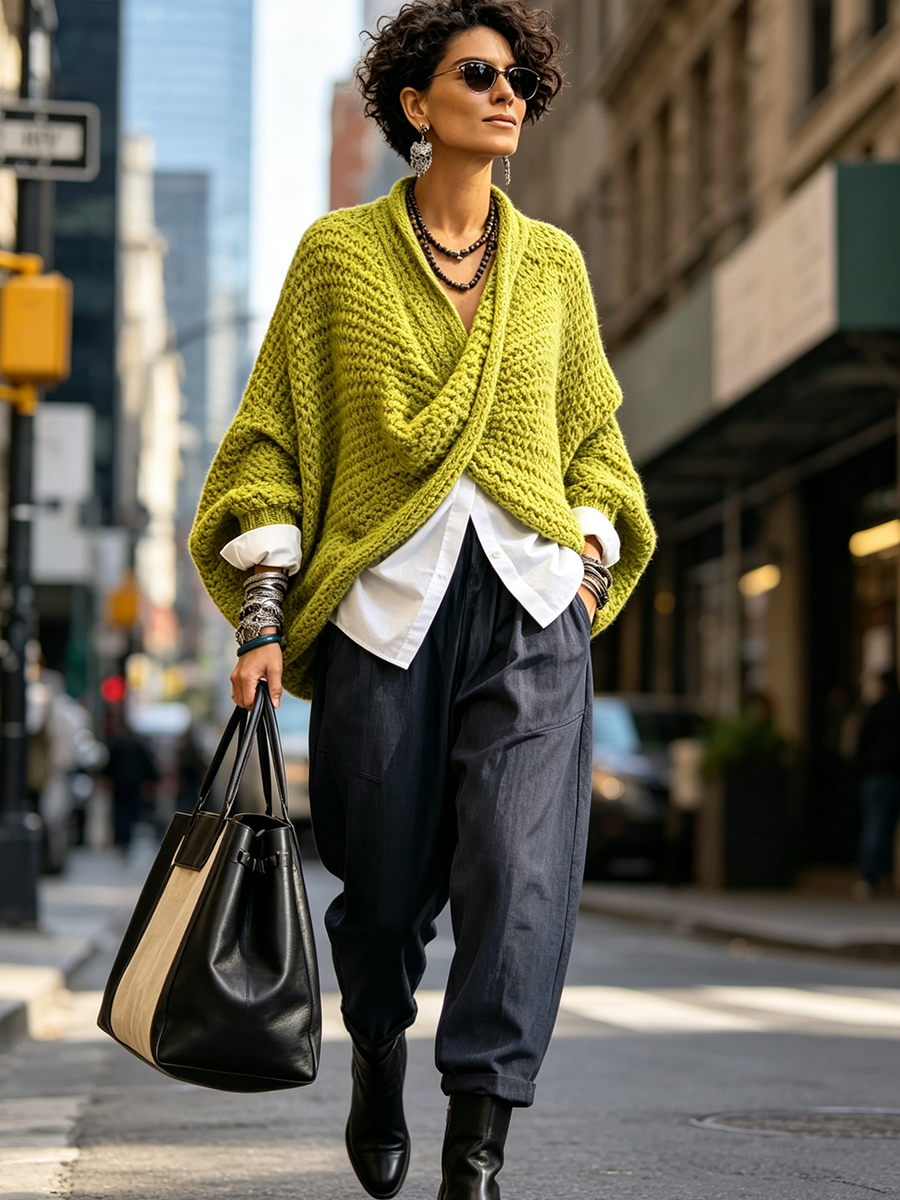 Célia – Wickelpullover mit Fledermausärmeln