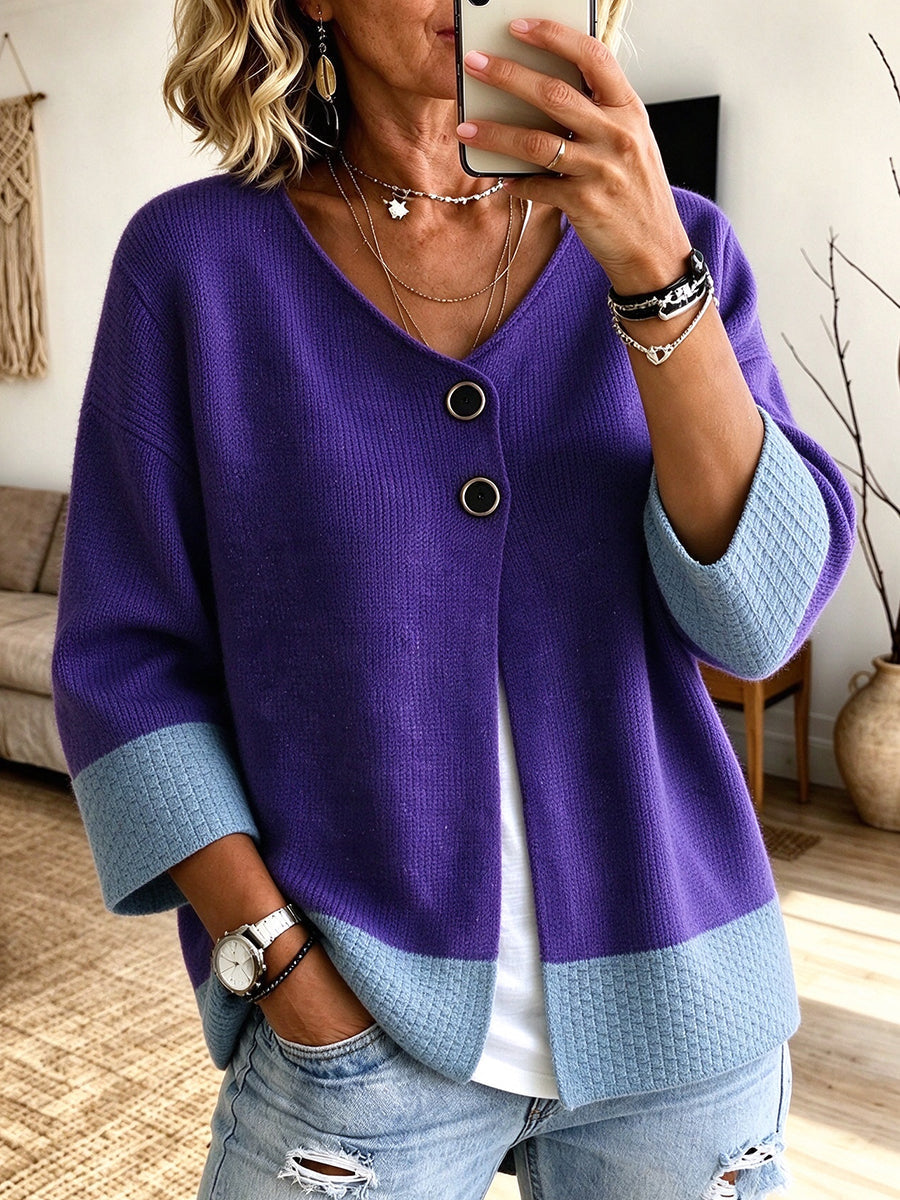 Jennifer™ | Farveblokstrikket cardigan