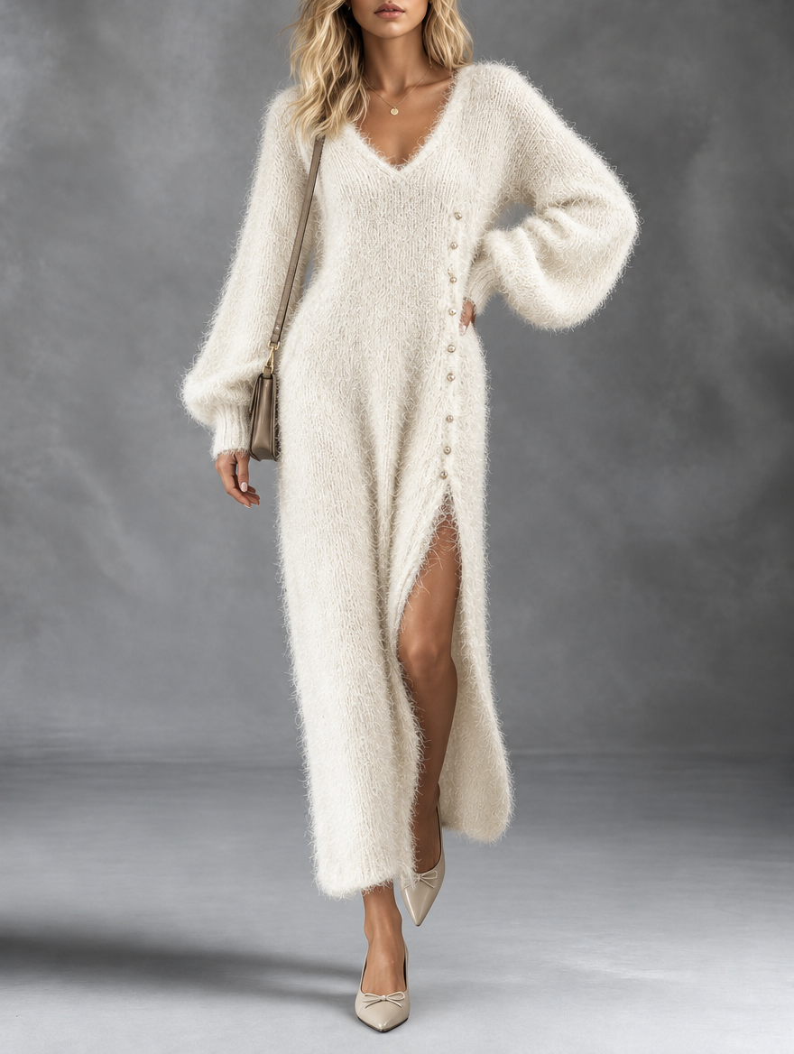 Prudence – Strickkleid mit seitlichen Knöpfen