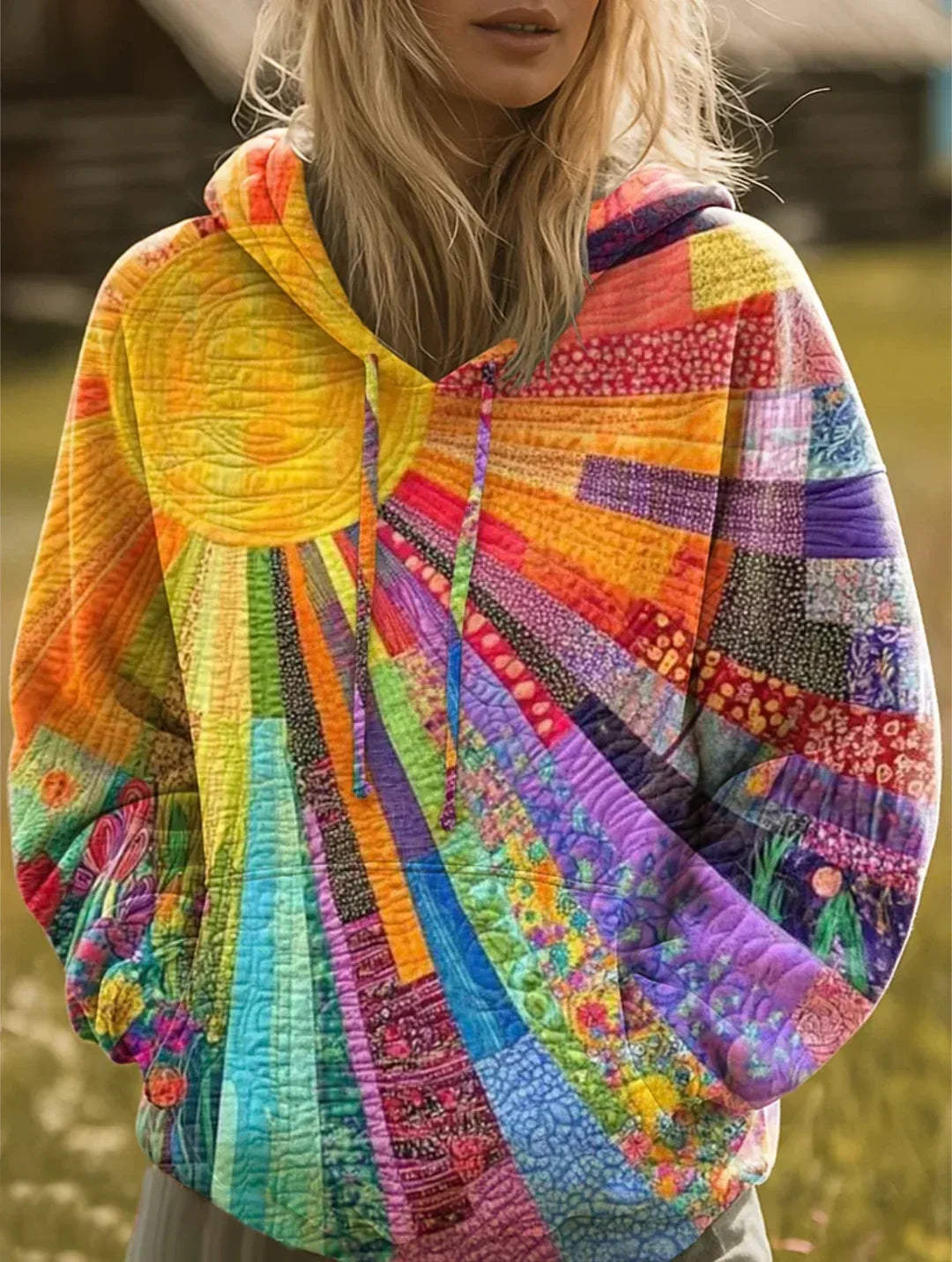Dawnella™ | Boho-Hoodie mit buntem Patchwork