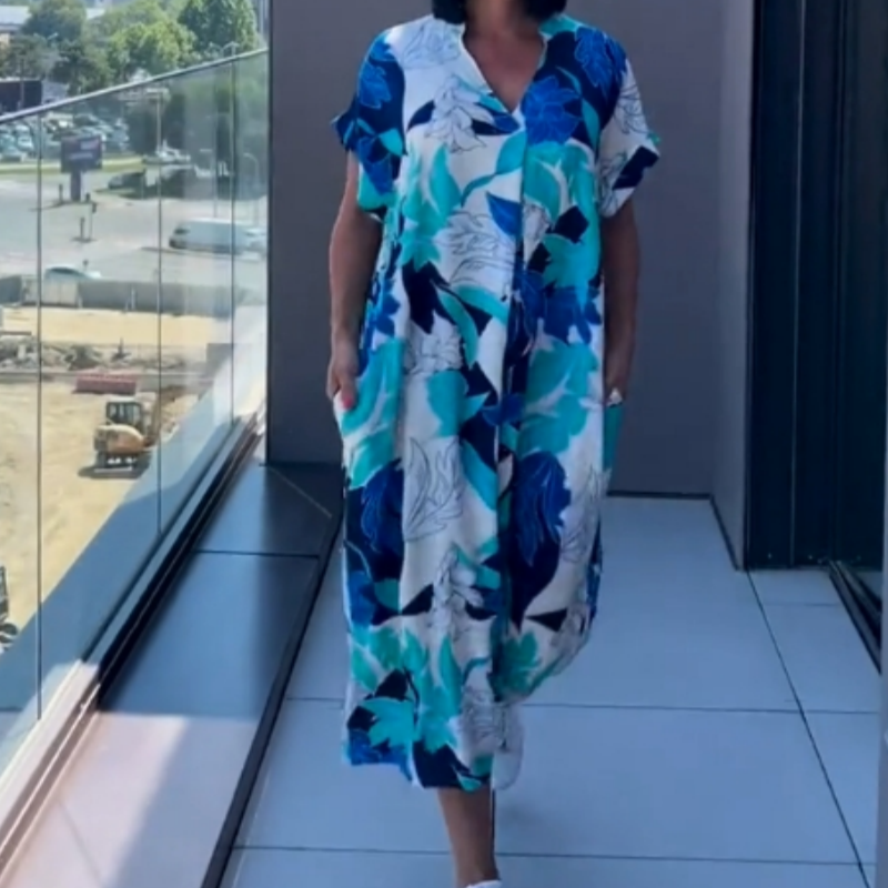 Alara – Elegantes Kleid mit V-Ausschnitt und Print