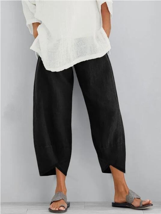 Syndra – Luftige Baumwoll-Leinen Hose mit weitem Bein