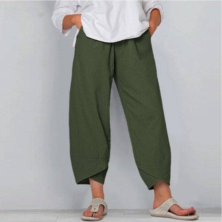 Syndra – Luftige Baumwoll-Leinen Hose mit weitem Bein