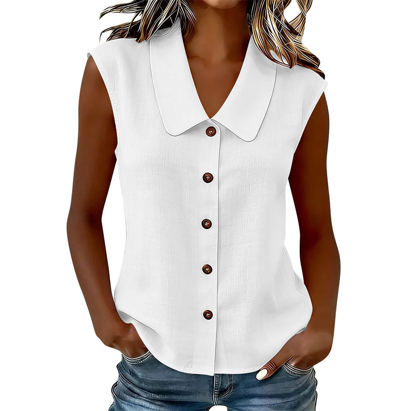 Minea – Ärmellose Bluse mit Knöpfen