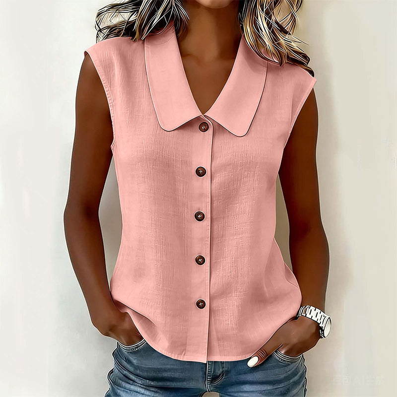 Minea – Ärmellose Bluse mit Knöpfen