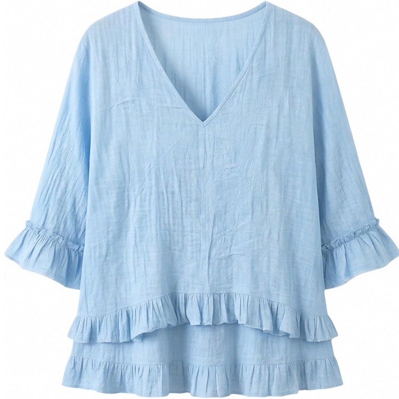 Sanna – Sommer-Top mit Volants und V-Ausschnitt