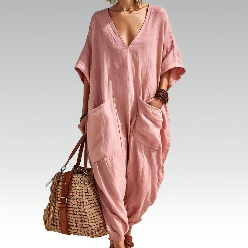 Liv – Lockerer Sommer-Jumpsuit mit V-Ausschnitt