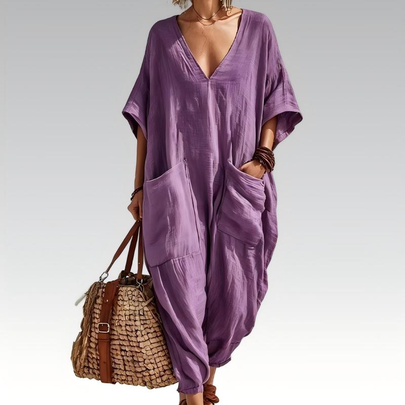 Liv – Lockerer Sommer-Jumpsuit mit V-Ausschnitt