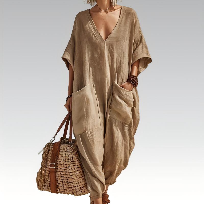 Liv – Lockerer Sommer-Jumpsuit mit V-Ausschnitt