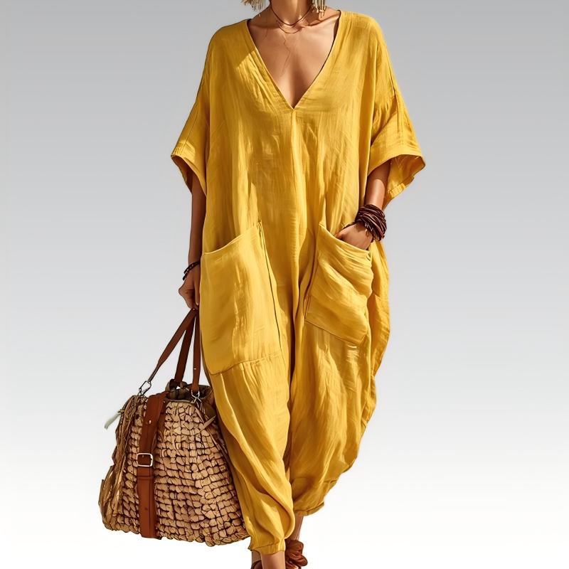 Liv – Lockerer Sommer-Jumpsuit mit V-Ausschnitt