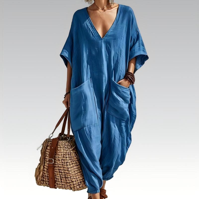 Liv – Lockerer Sommer-Jumpsuit mit V-Ausschnitt