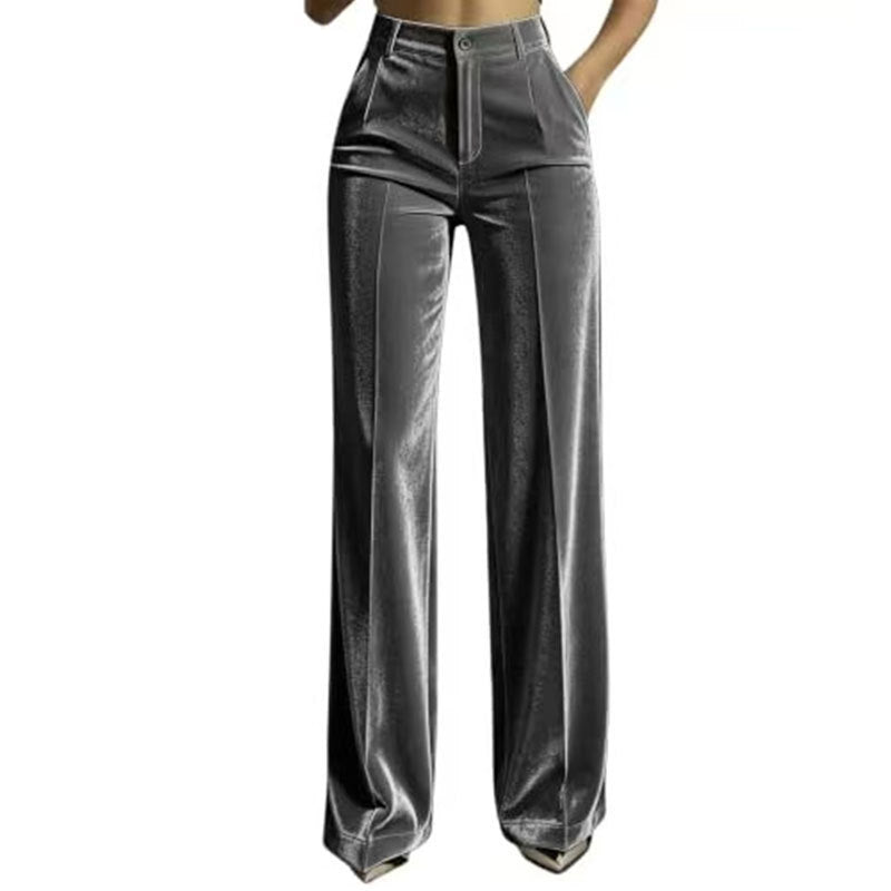 Lockere Damenhose mit hohem Bund und Drapierung