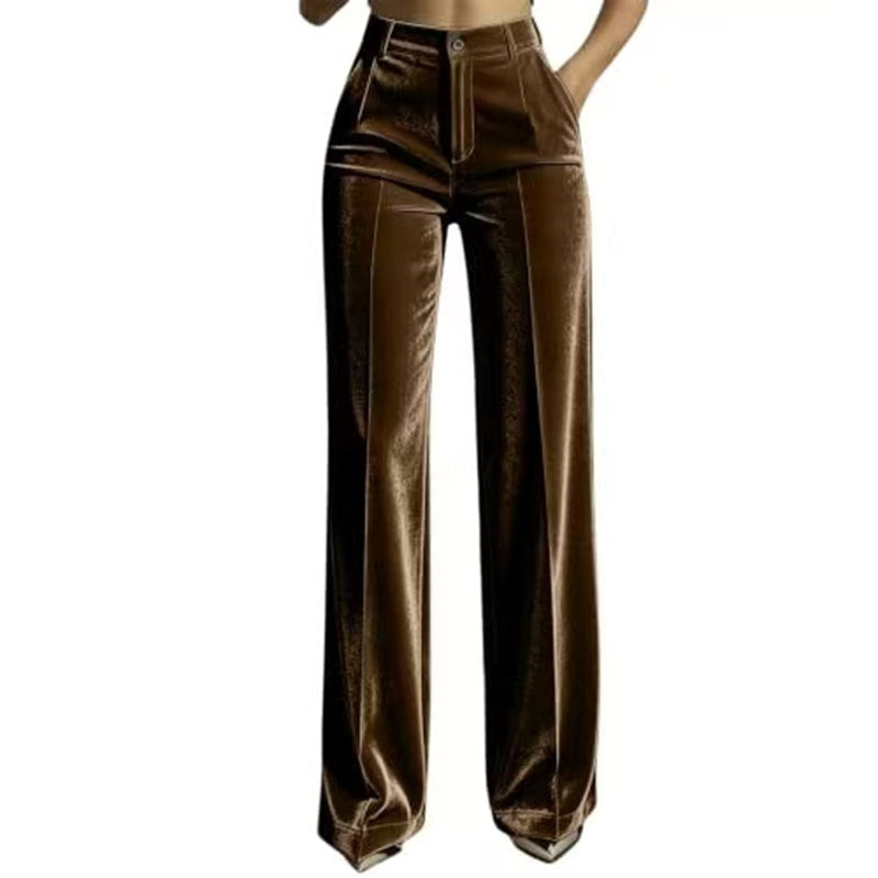 Lockere Damenhose mit hohem Bund und Drapierung