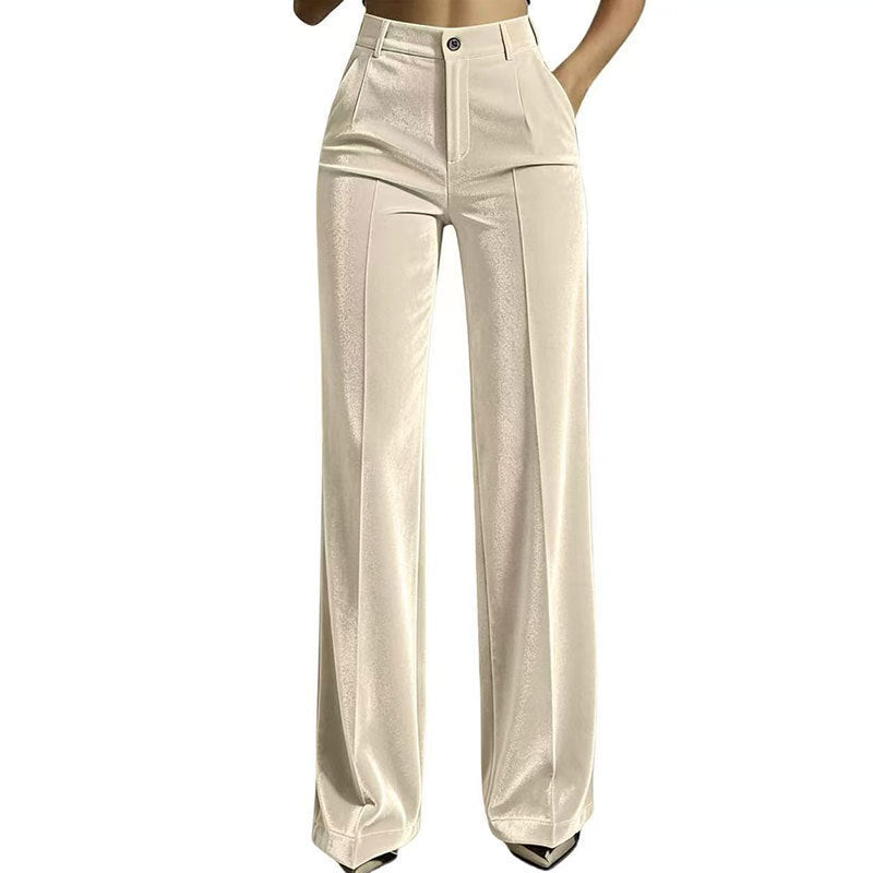 Lockere Damenhose mit hohem Bund und Drapierung
