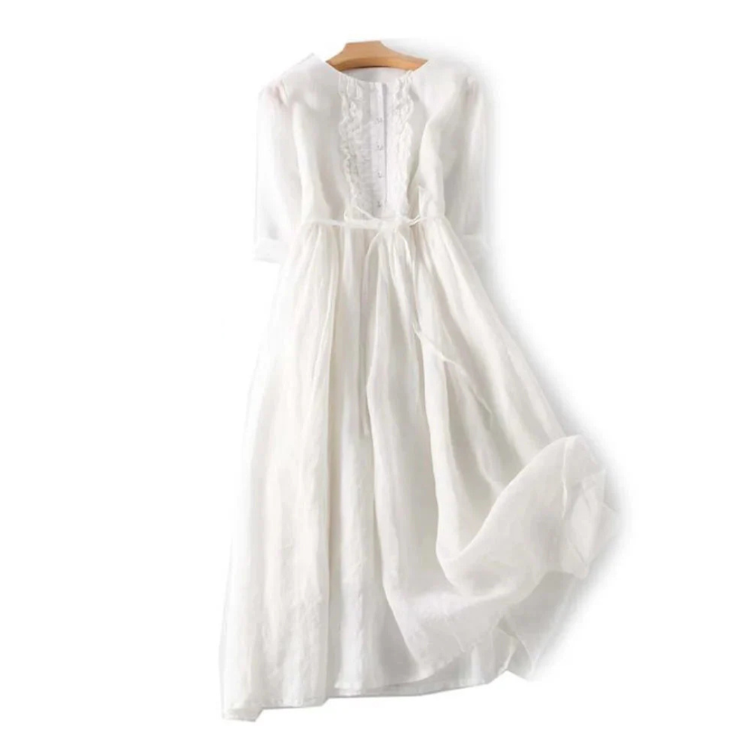 Nadège™ | Maxikleid mit Federbesatz