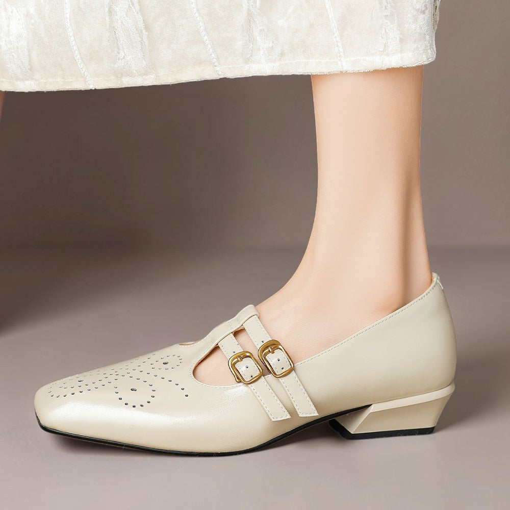 Rikke | Elegante Mary-Jane-Schuhe aus Leder mit Doppelriemen