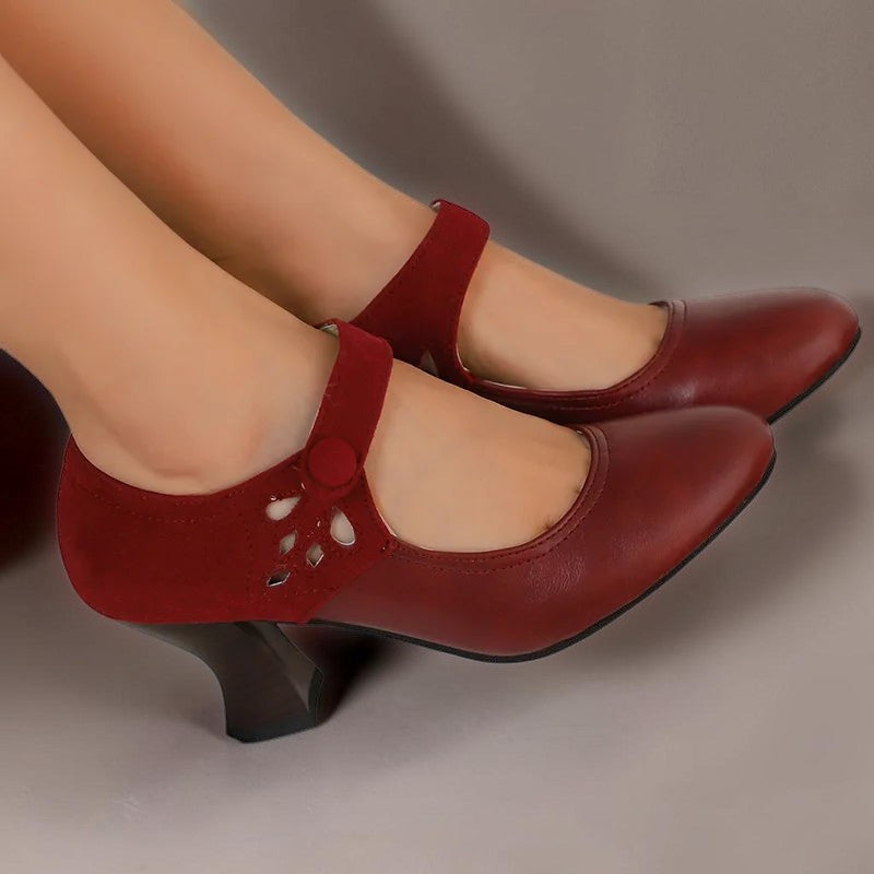 Bente | Elegante Pumps mit Knöchelriemen und Blockabsatz