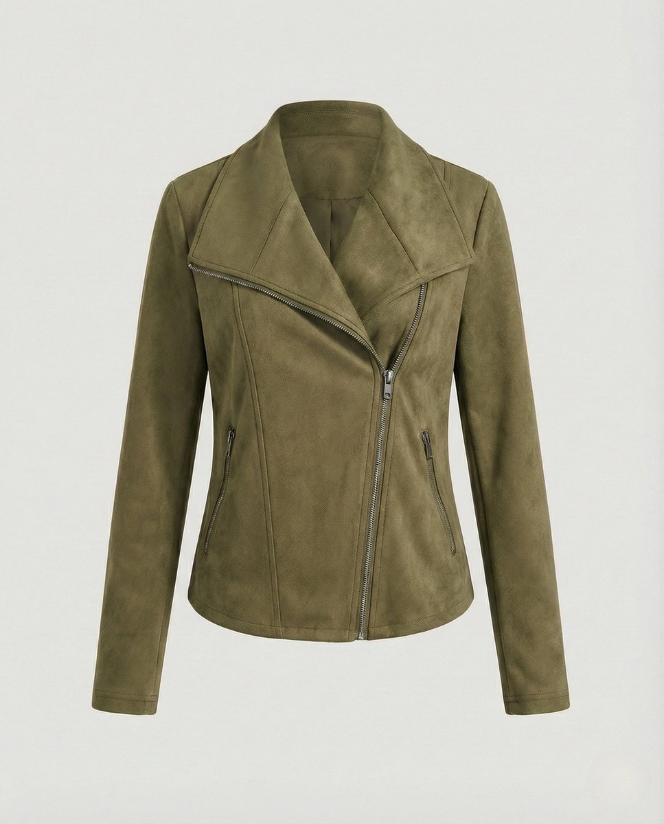 Corinna | Bikerjacke in Wildlederoptik mit asymmetrischem Reißverschluss